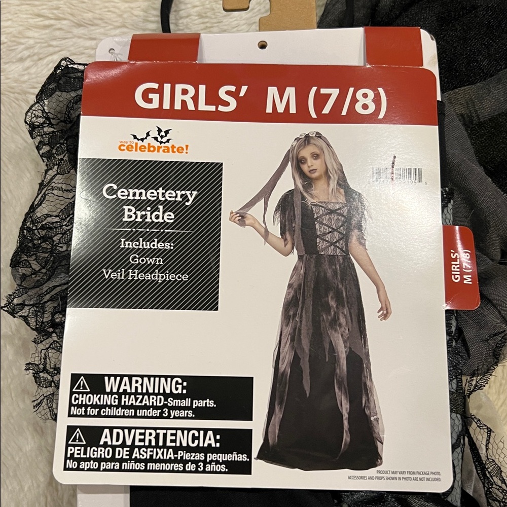 Girls Cemetary Bride Costume medium 7/8 - Picture 5 of 6